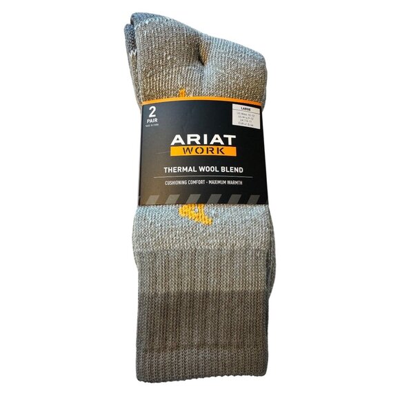 2-Ariat Work Thermal Wool Blend Large M 9-12 W 10-12 Cushion Socks NWT - Picture 1 of 6